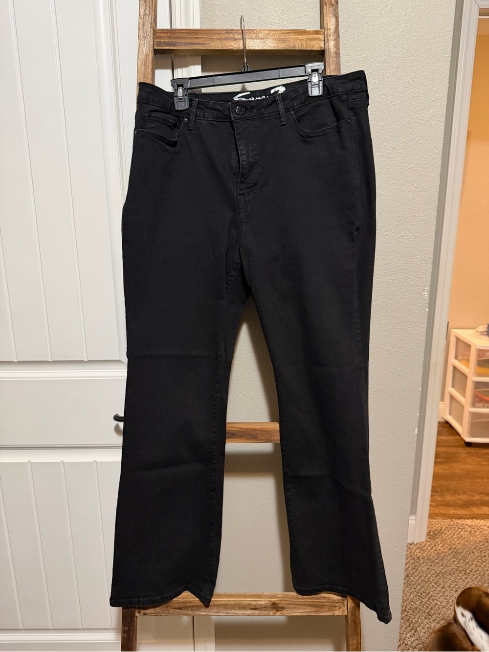 Seven7 Black Flare Wide-Leg Jeans